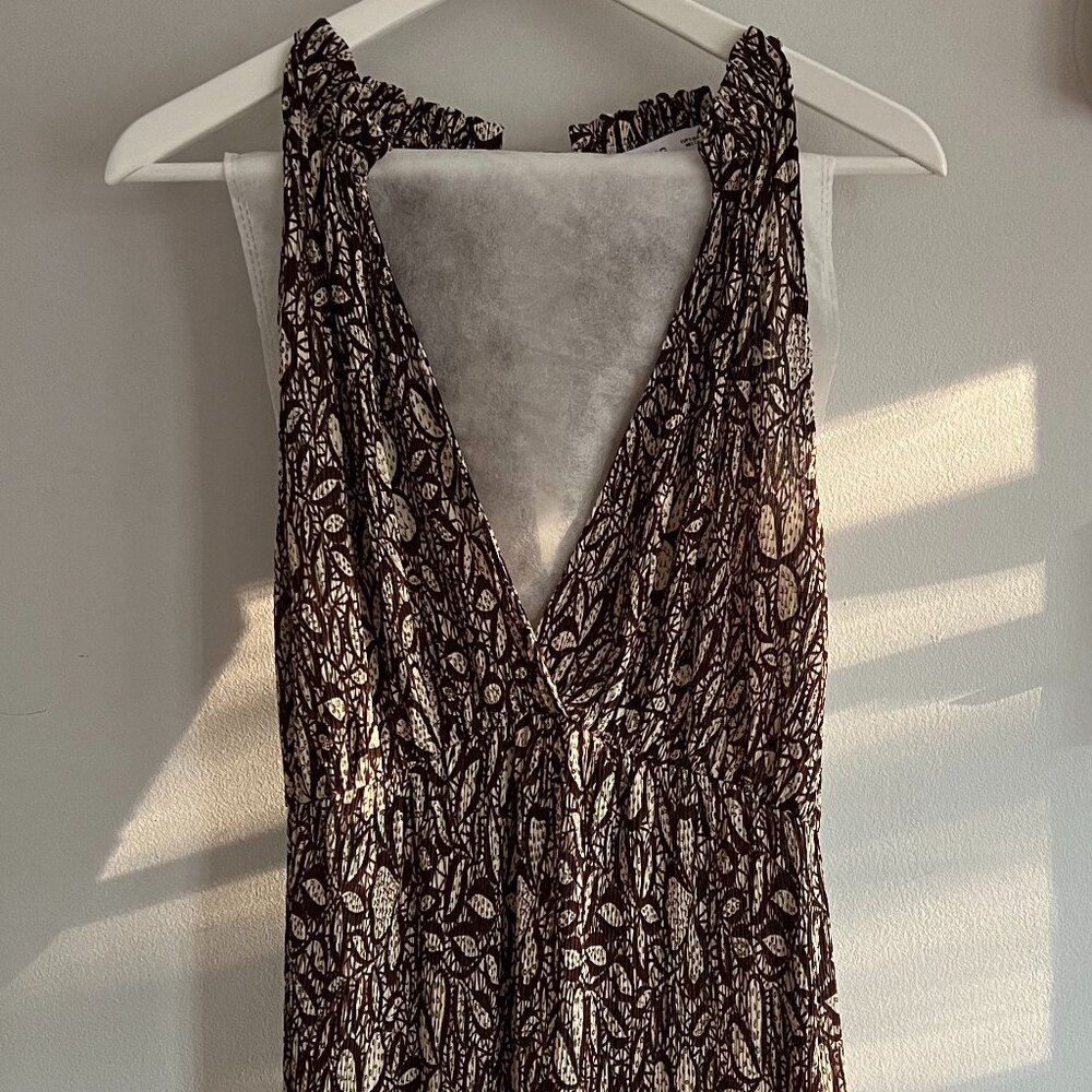 Mango Halter-Neck Midi Dress, brown/cream, S S (4)